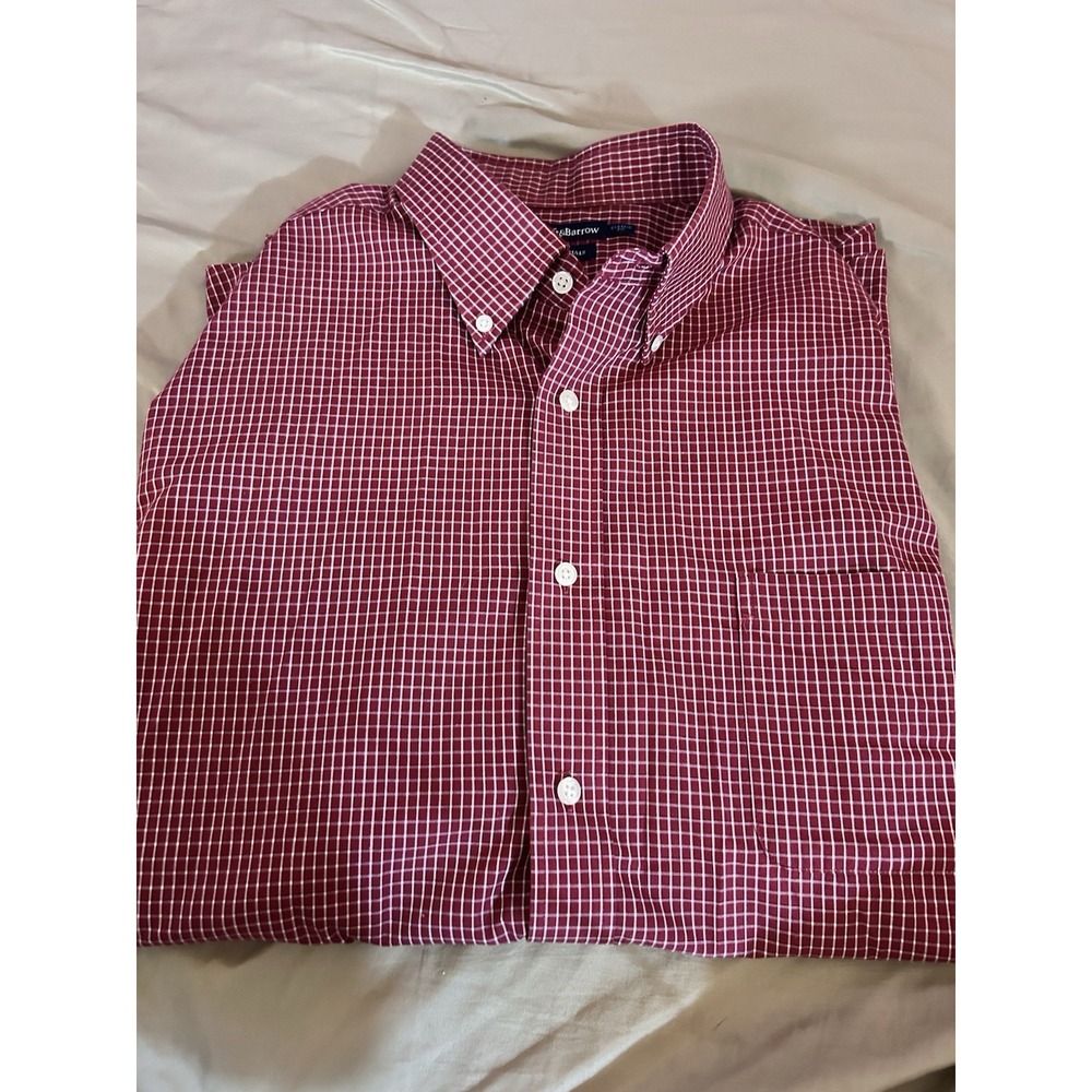 Croft & Barrow Essentials Men's Red Check Dress Shirt 17.5 32/33 Classic Fit